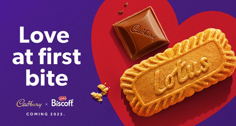 Lotus biscuit with square of Cadbury chocolate
