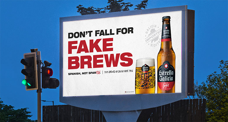 'Don't fall for the fake brews' billboard ad