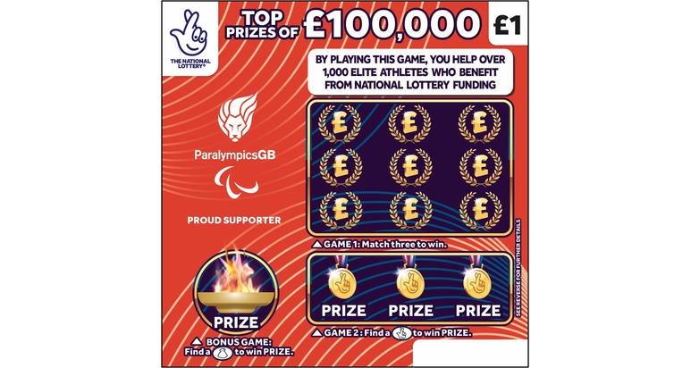 Red scratchcard featuring ParalympicsGB logo