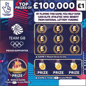 Olympics-themed scratchcard featuring TeamGB logo