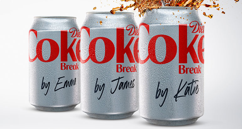 Personalised Diet Coke cans