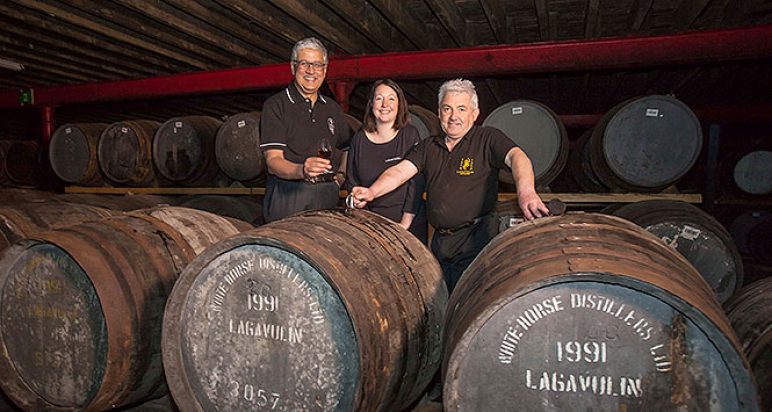 Barrels of Lagavulin whisky