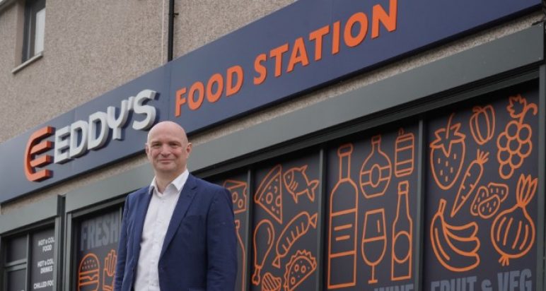 Stephen Thompson outside the first Eddy's Food Station